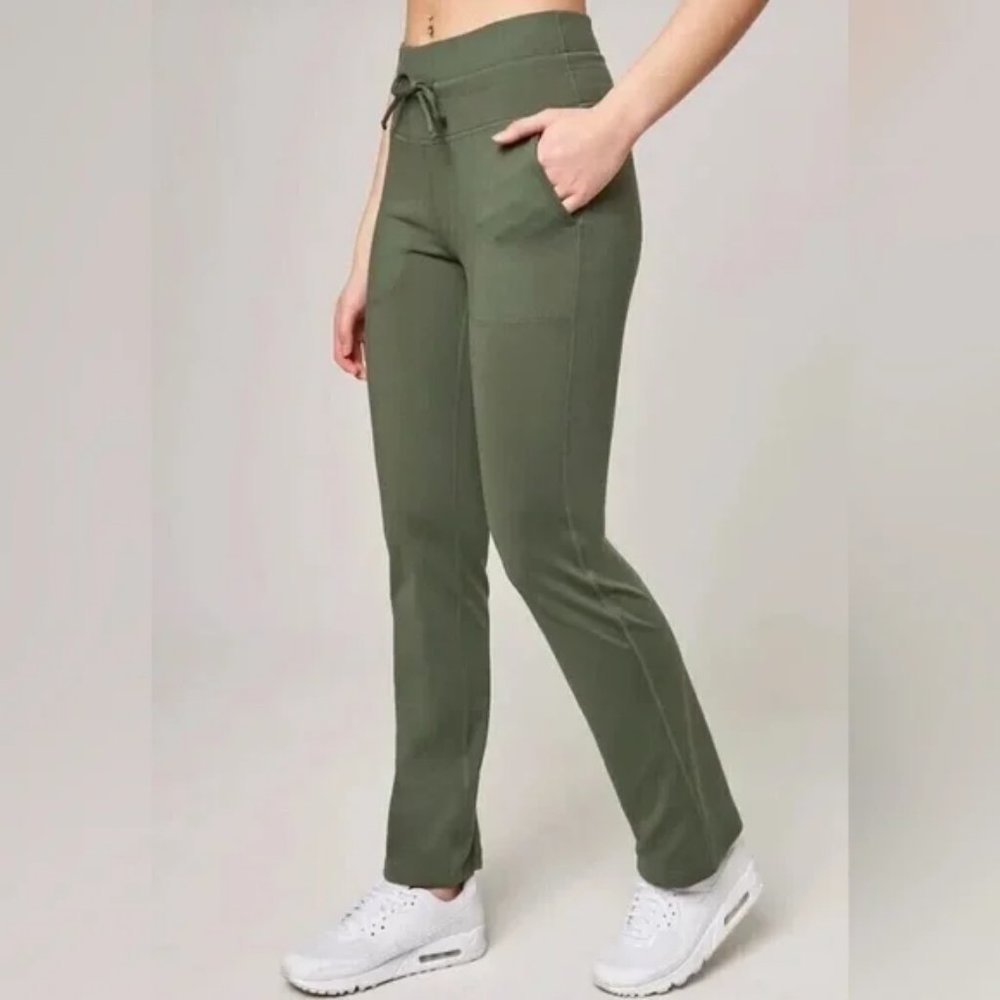 NWT Ladies High-Rise Flare Pants Green Size M